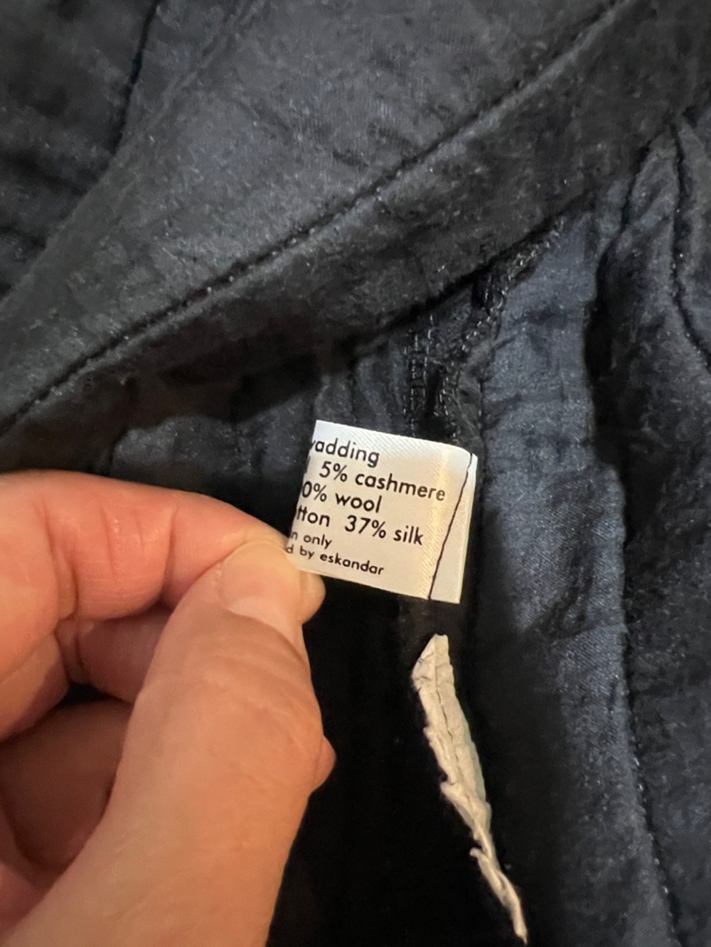 ESKANDAR Neiman Marcus Black Quilted Wool Silk Cashmere Flannel Jacket Coat 0 - Picture 11 of 16